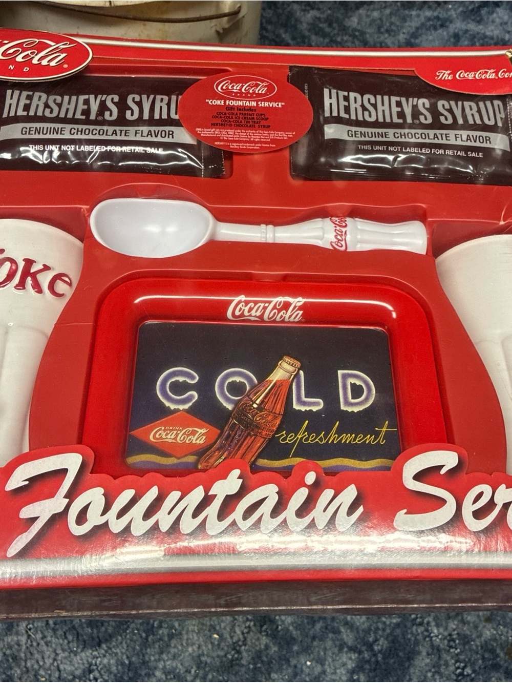 Coca-Cola Fountain Service Set Vintage parfait cups ice cream scoop tray Hershey - Picture 2 of 9
